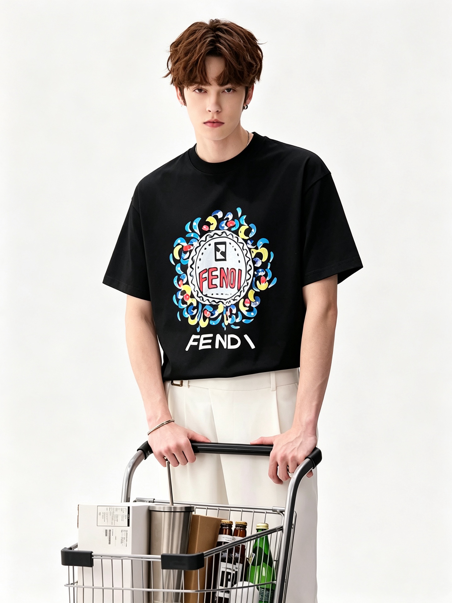 FEN*I 芬*迪2026春夏新款FD家族FF男女同款👫短袖T恤，男女同款👫百搭极简短袖。意大利原厂订单，FD家族人气单