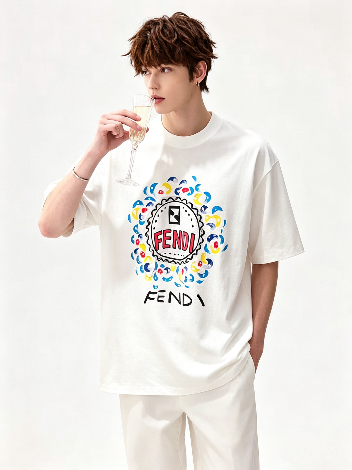 FEN*I 芬*迪2026春夏新款FD家族FF男女同款👫短袖T恤，男女同款👫百搭极简短袖。意大利原厂订单，FD家族人气单