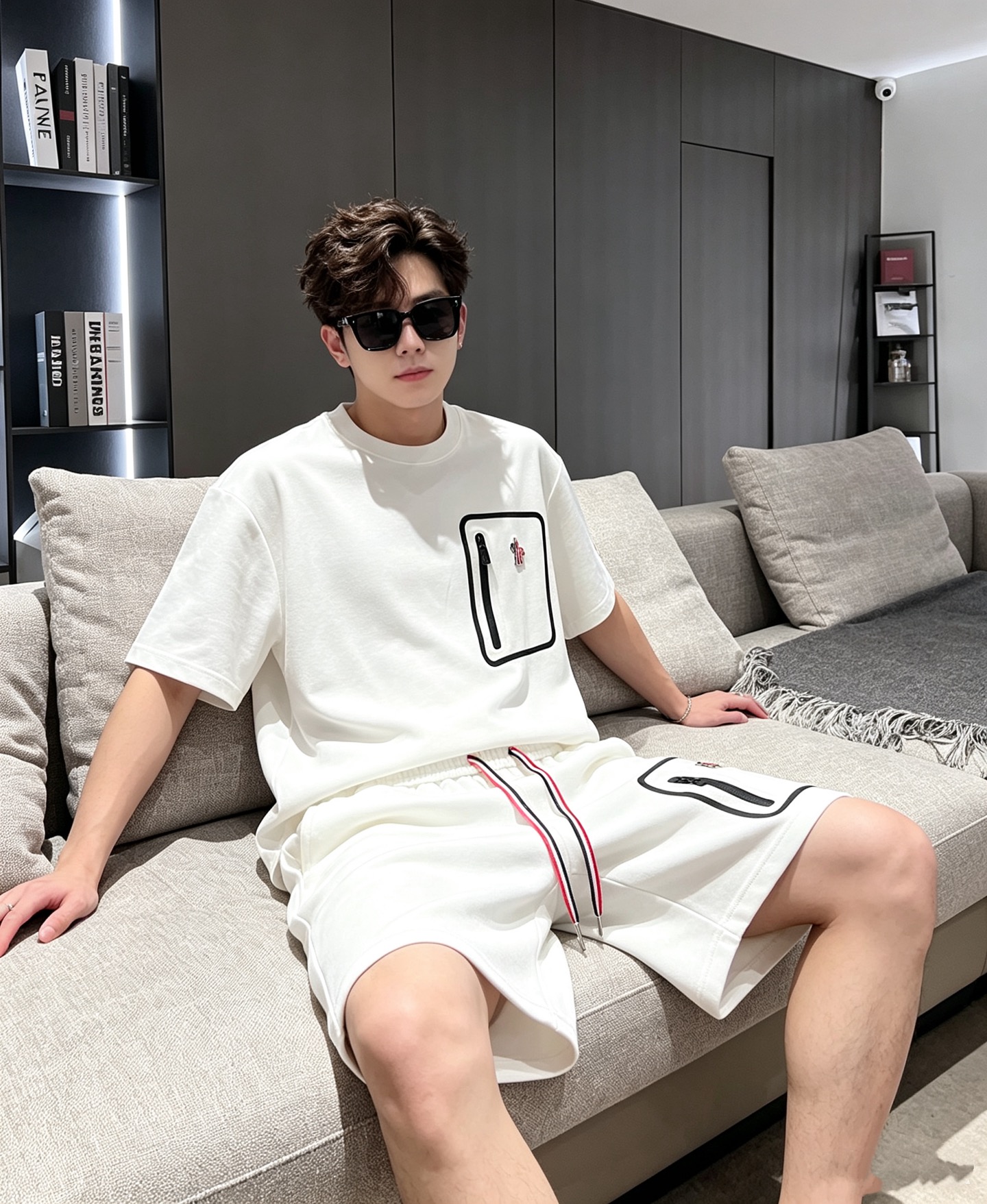 Moncler蒙家 2026春夏最新男女同款👫贸易订单休闲套装，全品相！！网红款！采用logo图案徽章设计！上身舒适透气