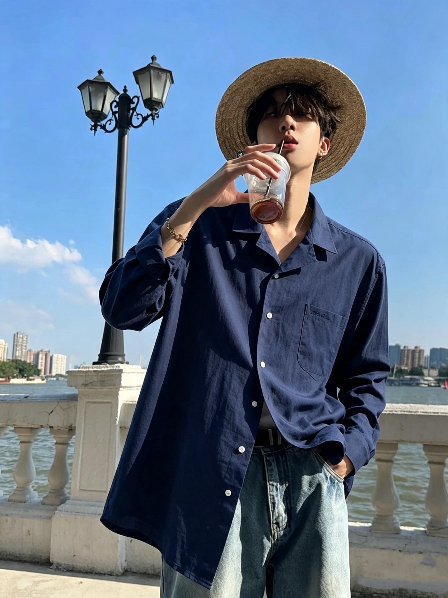 Loro Piana诺悠翩雅 2026春夏男士最新的贸易订单翻领衬衣，全品相！！采用logo压胶图案设计！上身舒适透气，