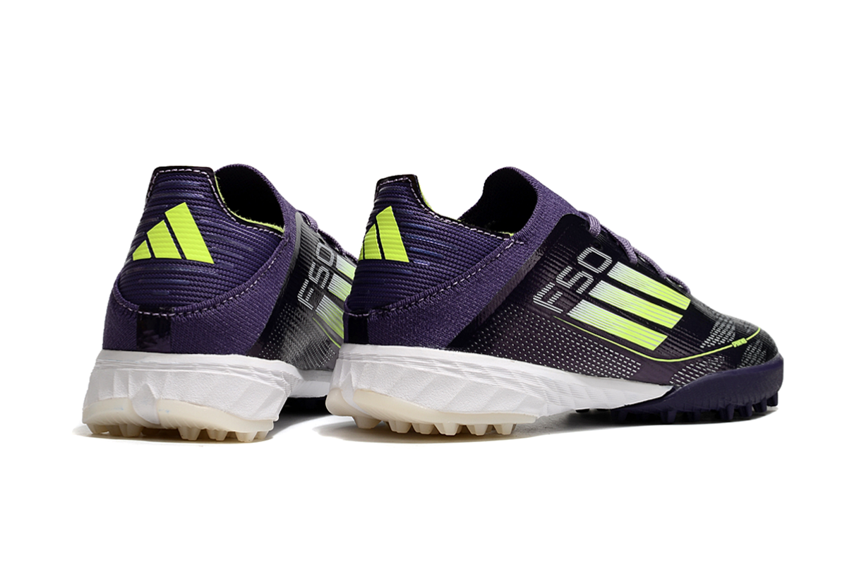 图片[6]-阿迪达斯的#50系列足球鞋，鞋面采用针织防水材质，能在比赛中有效阻挡水分进入，保持脚部干爽。鞋侧标志性的三道杠彰显品牌特色。 有FG底TF底鞋底设计注重抓地力，纹路多样且清晰，能适应不同场地状况，助力球员在球场上快速奔跑、灵活转向。颜色丰富，有白色、紫色、荧光绿、红色等，满足个性化需求。尺码涵盖30 – 35码，适合小尺码脚型的球员 。-选品中心