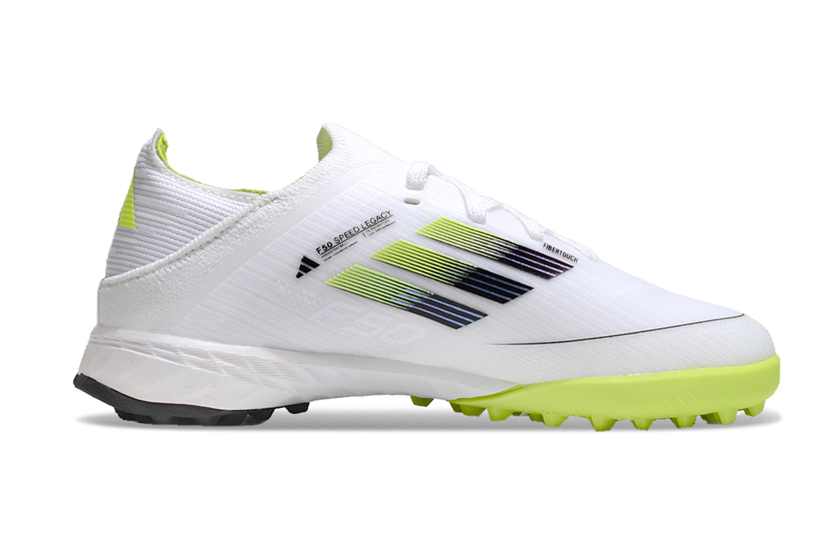 图片[4]-阿迪达斯的#50系列足球鞋，鞋面采用针织防水材质，能在比赛中有效阻挡水分进入，保持脚部干爽。鞋侧标志性的三道杠彰显品牌特色。 有FG底TF底鞋底设计注重抓地力，纹路多样且清晰，能适应不同场地状况，助力球员在球场上快速奔跑、灵活转向。颜色丰富，有白色、紫色、荧光绿、红色等，满足个性化需求。尺码涵盖30 – 35码，适合小尺码脚型的球员 。-选品中心