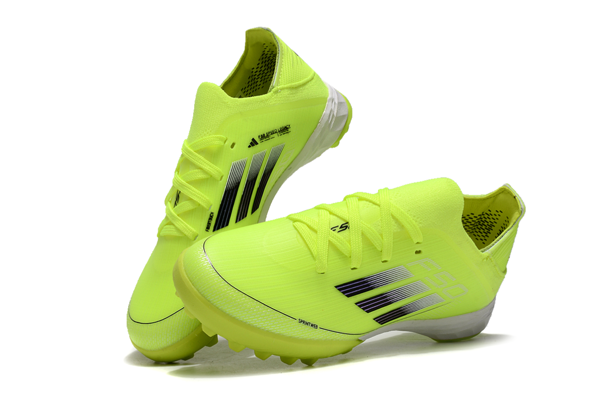 图片[9]-阿迪达斯的#50系列足球鞋，鞋面采用针织防水材质，能在比赛中有效阻挡水分进入，保持脚部干爽。鞋侧标志性的三道杠彰显品牌特色。 有FG底TF底鞋底设计注重抓地力，纹路多样且清晰，能适应不同场地状况，助力球员在球场上快速奔跑、灵活转向。颜色丰富，有白色、紫色、荧光绿、红色等，满足个性化需求。尺码涵盖30 – 35码，适合小尺码脚型的球员 。-选品中心