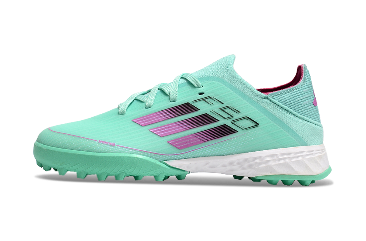 图片[3]-阿迪达斯的#50系列足球鞋，鞋面采用针织防水材质，能在比赛中有效阻挡水分进入，保持脚部干爽。鞋侧标志性的三道杠彰显品牌特色。 有FG底TF底鞋底设计注重抓地力，纹路多样且清晰，能适应不同场地状况，助力球员在球场上快速奔跑、灵活转向。颜色丰富，有白色、紫色、荧光绿、红色等，满足个性化需求。尺码涵盖30 – 35码，适合小尺码脚型的球员 。-选品中心