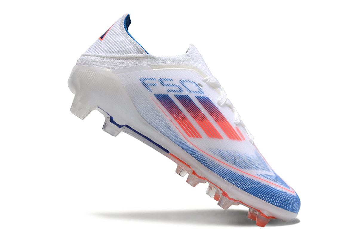 图片[8]-阿迪达斯的#50系列足球鞋，鞋面采用针织防水材质，能在比赛中有效阻挡水分进入，保持脚部干爽。鞋侧标志性的三道杠彰显品牌特色。 有FG底TF底鞋底设计注重抓地力，纹路多样且清晰，能适应不同场地状况，助力球员在球场上快速奔跑、灵活转向。颜色丰富，有白色、紫色、荧光绿、红色等，满足个性化需求。尺码涵盖30 – 35码，适合小尺码脚型的球员 。-选品中心