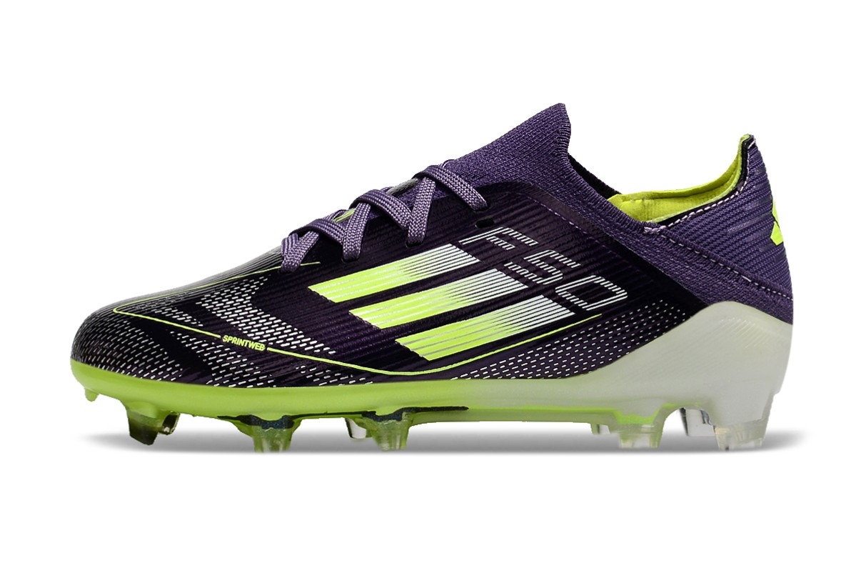 图片[2]-阿迪达斯的#50系列足球鞋，鞋面采用针织防水材质，能在比赛中有效阻挡水分进入，保持脚部干爽。鞋侧标志性的三道杠彰显品牌特色。 有FG底TF底鞋底设计注重抓地力，纹路多样且清晰，能适应不同场地状况，助力球员在球场上快速奔跑、灵活转向。颜色丰富，有白色、紫色、荧光绿、红色等，满足个性化需求。尺码涵盖30 – 35码，适合小尺码脚型的球员 。-选品中心