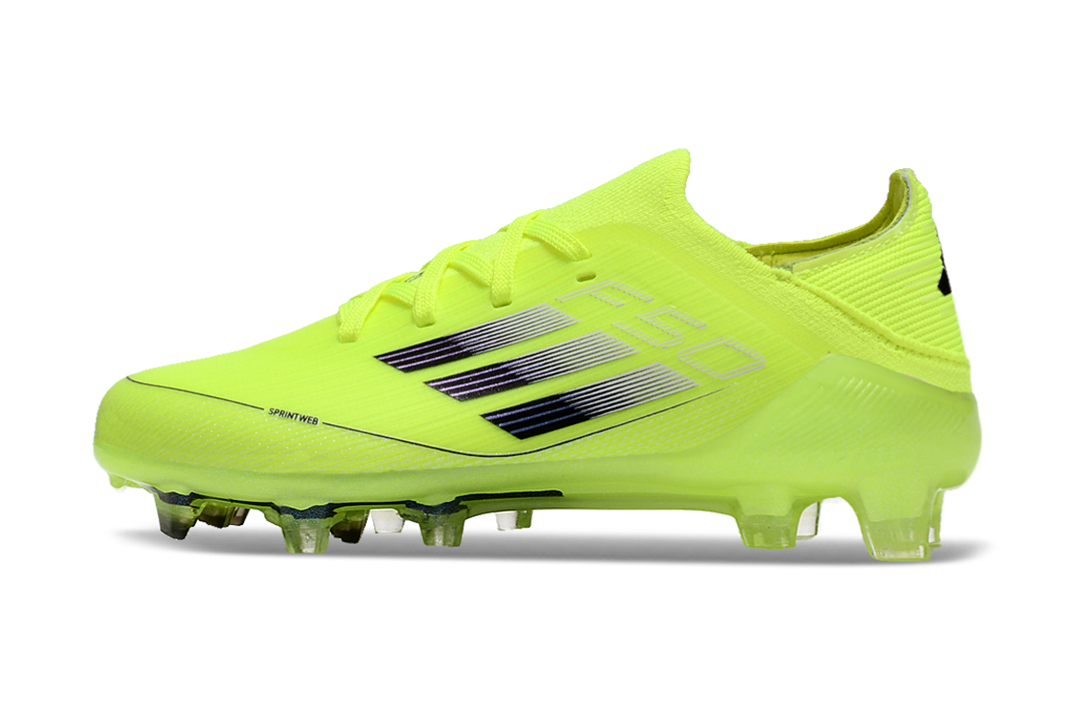 图片[3]-阿迪达斯的#50系列足球鞋，鞋面采用针织防水材质，能在比赛中有效阻挡水分进入，保持脚部干爽。鞋侧标志性的三道杠彰显品牌特色。 有FG底TF底鞋底设计注重抓地力，纹路多样且清晰，能适应不同场地状况，助力球员在球场上快速奔跑、灵活转向。颜色丰富，有白色、紫色、荧光绿、红色等，满足个性化需求。尺码涵盖30 – 35码，适合小尺码脚型的球员 。-选品中心