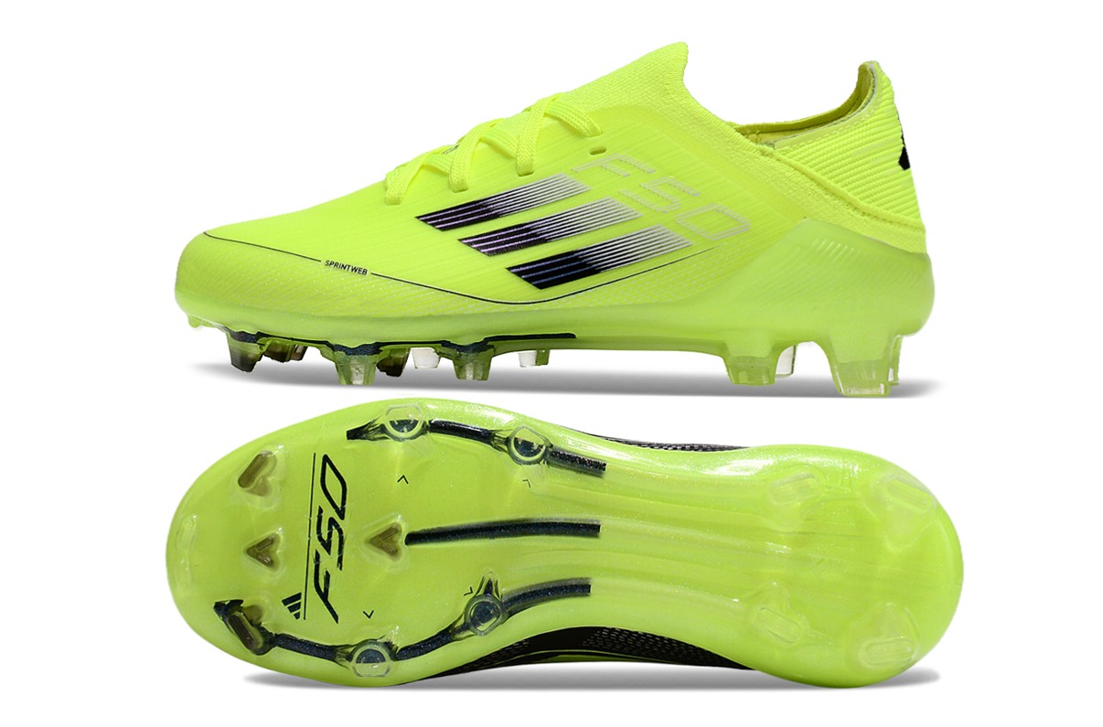 图片[5]-阿迪达斯的#50系列足球鞋，鞋面采用针织防水材质，能在比赛中有效阻挡水分进入，保持脚部干爽。鞋侧标志性的三道杠彰显品牌特色。 有FG底TF底鞋底设计注重抓地力，纹路多样且清晰，能适应不同场地状况，助力球员在球场上快速奔跑、灵活转向。颜色丰富，有白色、紫色、荧光绿、红色等，满足个性化需求。尺码涵盖30 – 35码，适合小尺码脚型的球员 。-选品中心