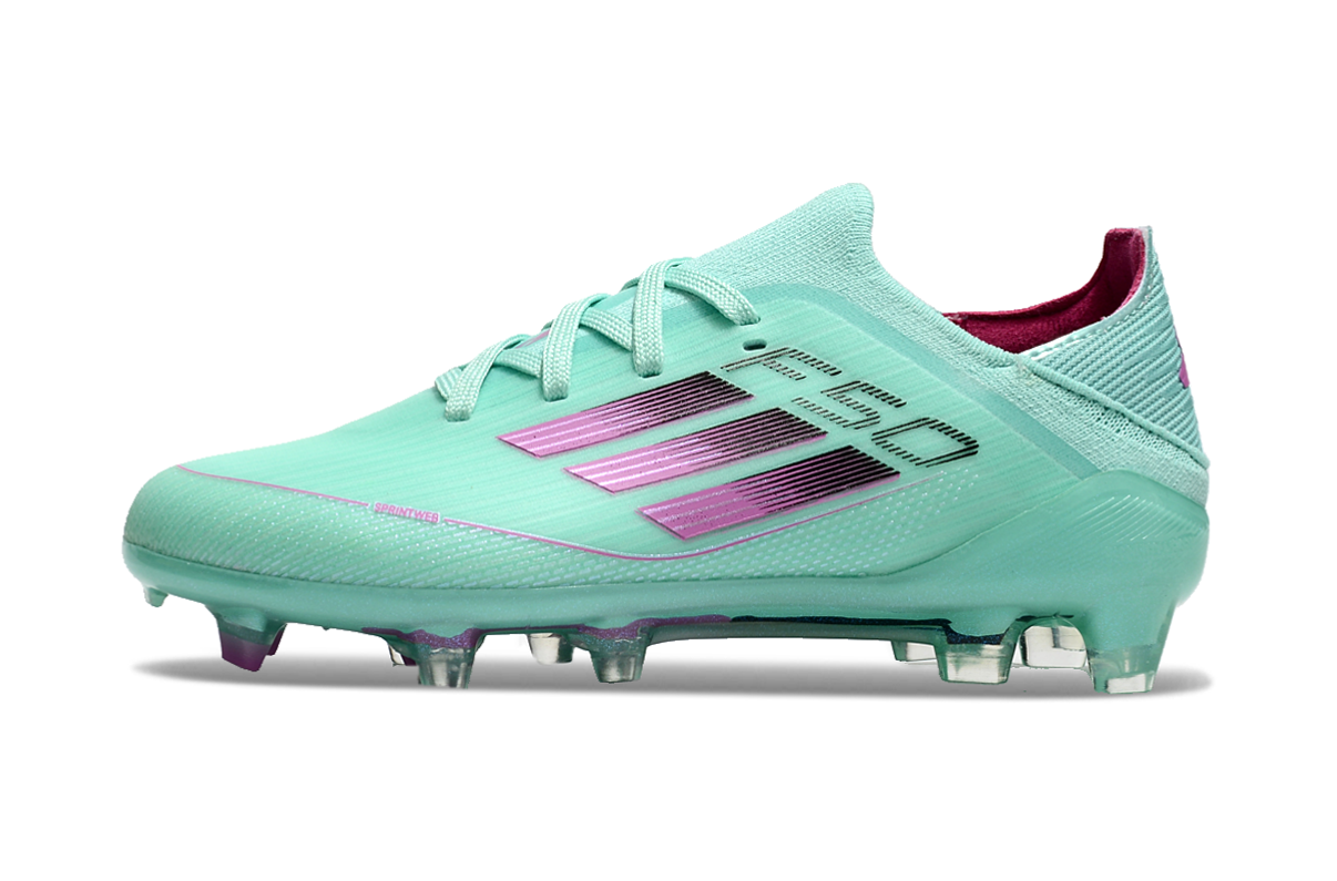 图片[3]-阿迪达斯的#50系列足球鞋，鞋面采用针织防水材质，能在比赛中有效阻挡水分进入，保持脚部干爽。鞋侧标志性的三道杠彰显品牌特色。 有FG底TF底鞋底设计注重抓地力，纹路多样且清晰，能适应不同场地状况，助力球员在球场上快速奔跑、灵活转向。颜色丰富，有白色、紫色、荧光绿、红色等，满足个性化需求。尺码涵盖30 – 35码，适合小尺码脚型的球员 。-选品中心