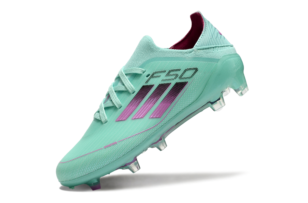 图片[7]-阿迪达斯的#50系列足球鞋，鞋面采用针织防水材质，能在比赛中有效阻挡水分进入，保持脚部干爽。鞋侧标志性的三道杠彰显品牌特色。 有FG底TF底鞋底设计注重抓地力，纹路多样且清晰，能适应不同场地状况，助力球员在球场上快速奔跑、灵活转向。颜色丰富，有白色、紫色、荧光绿、红色等，满足个性化需求。尺码涵盖30 – 35码，适合小尺码脚型的球员 。-选品中心