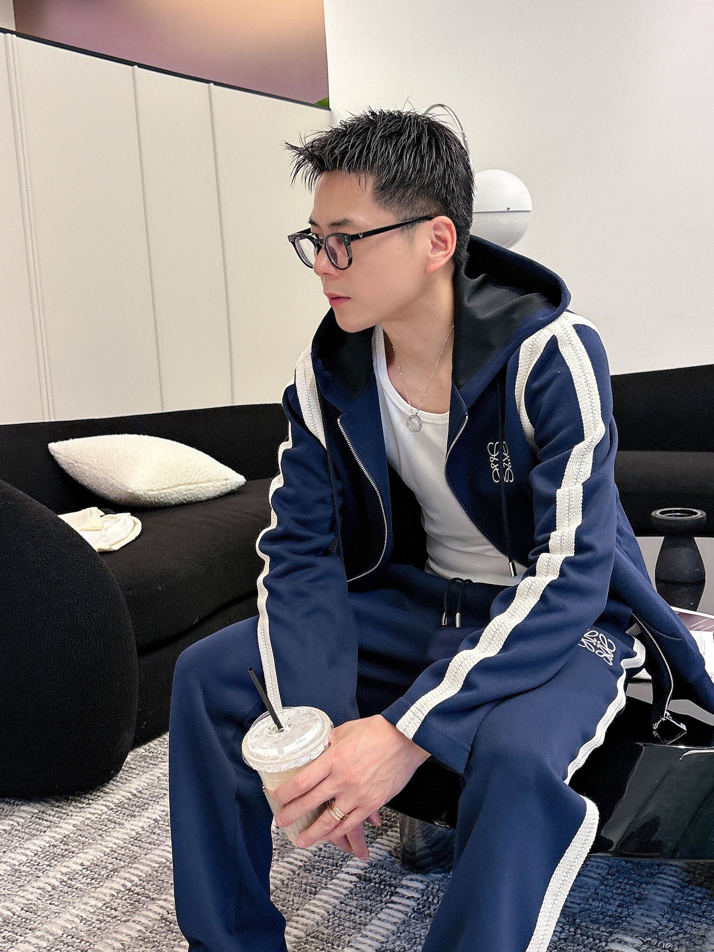 Loewe Men's Blue Tracksuit Set with Logo Embroidery and White Stripe Detail 18 i1757877784121 7713 0 17