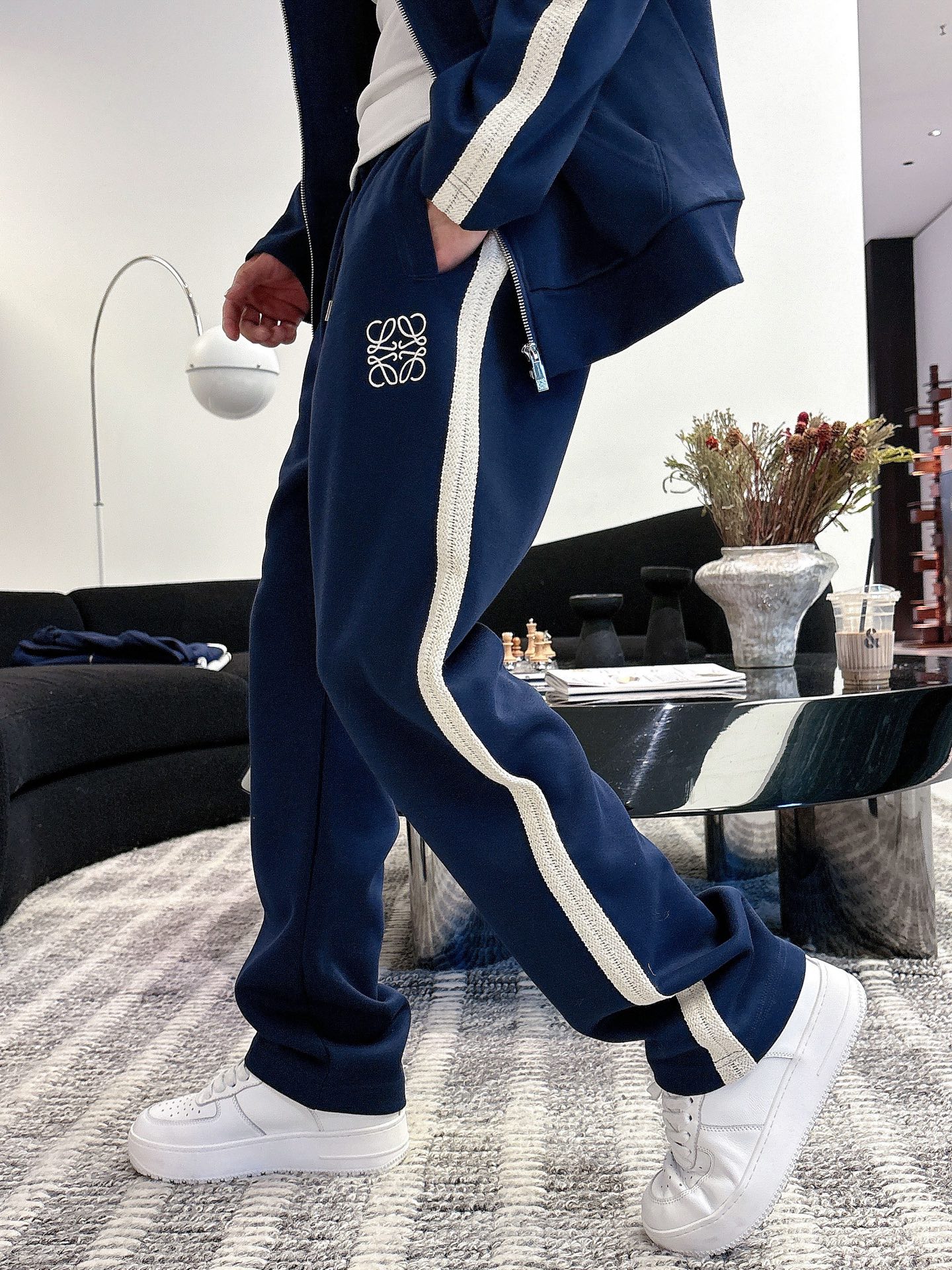 Loewe Men's Blue Tracksuit Set with Logo Embroidery and White Stripe Detail 8 i1757877784237 3934 0 5