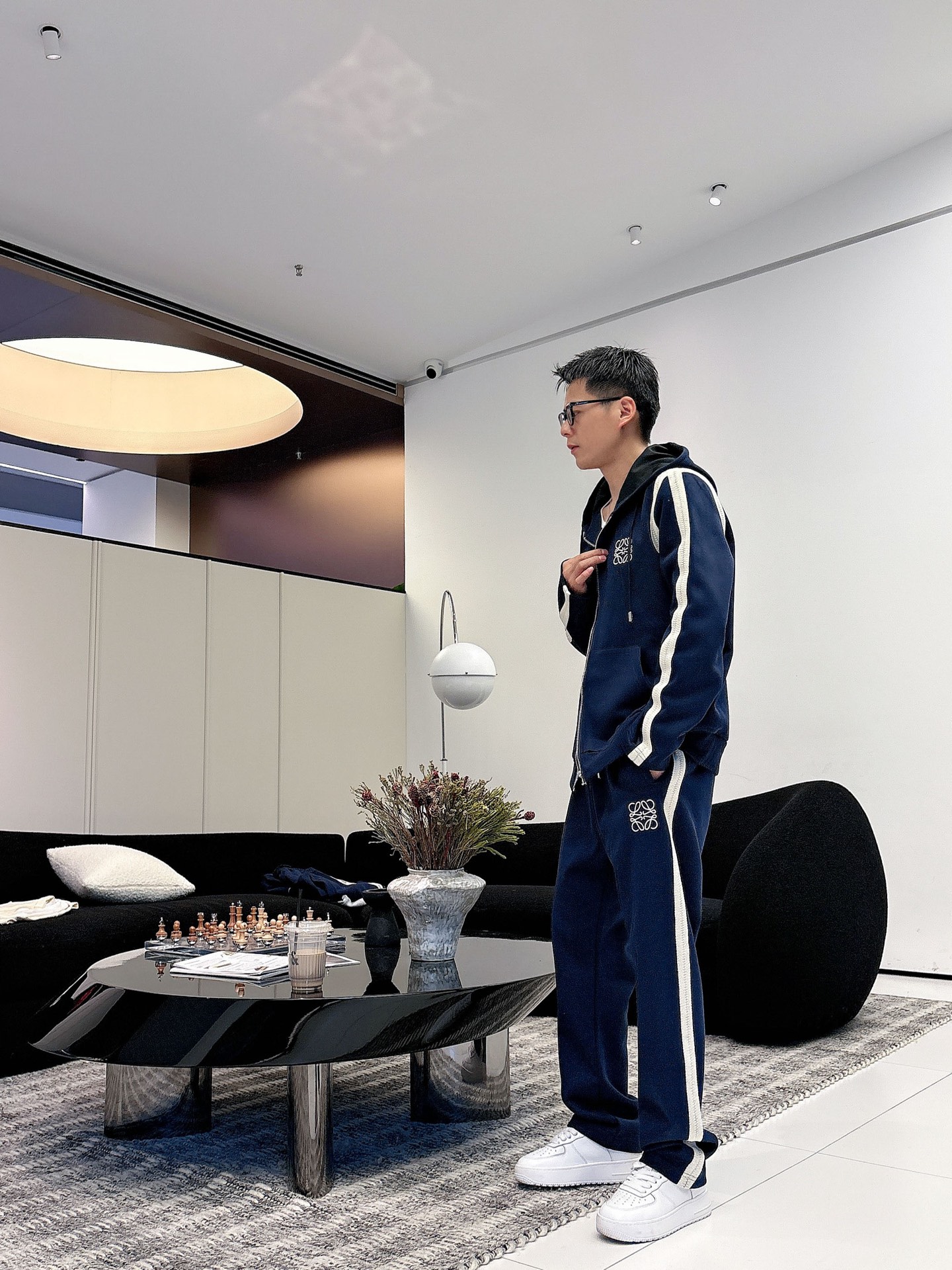 Loewe Men's Blue Tracksuit Set with Logo Embroidery and White Stripe Detail 4 i1757877786073 7444 0 2