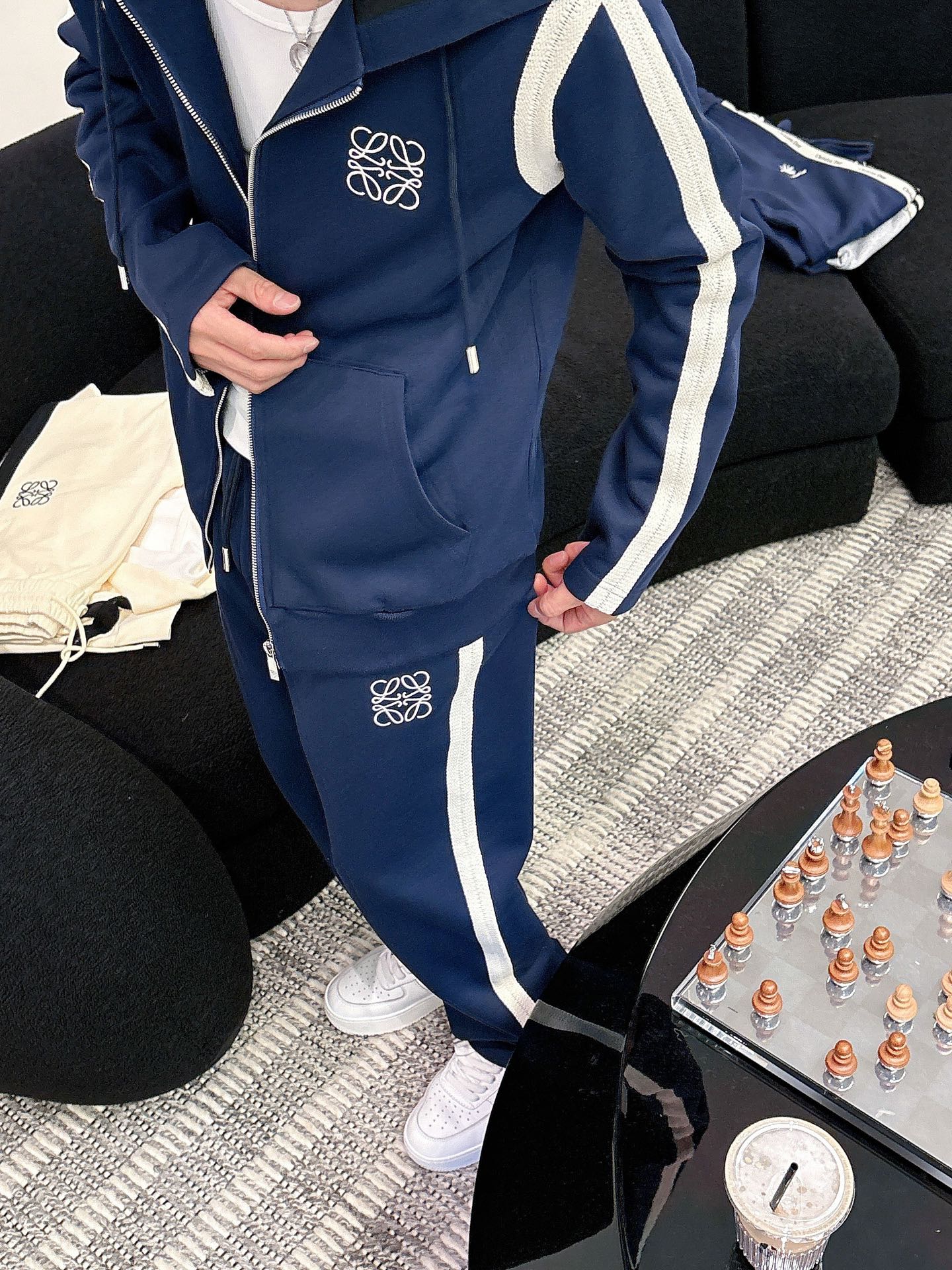 Loewe Men's Blue Tracksuit Set with Logo Embroidery and White Stripe Detail 19 i1757877787329 8353 0 18
