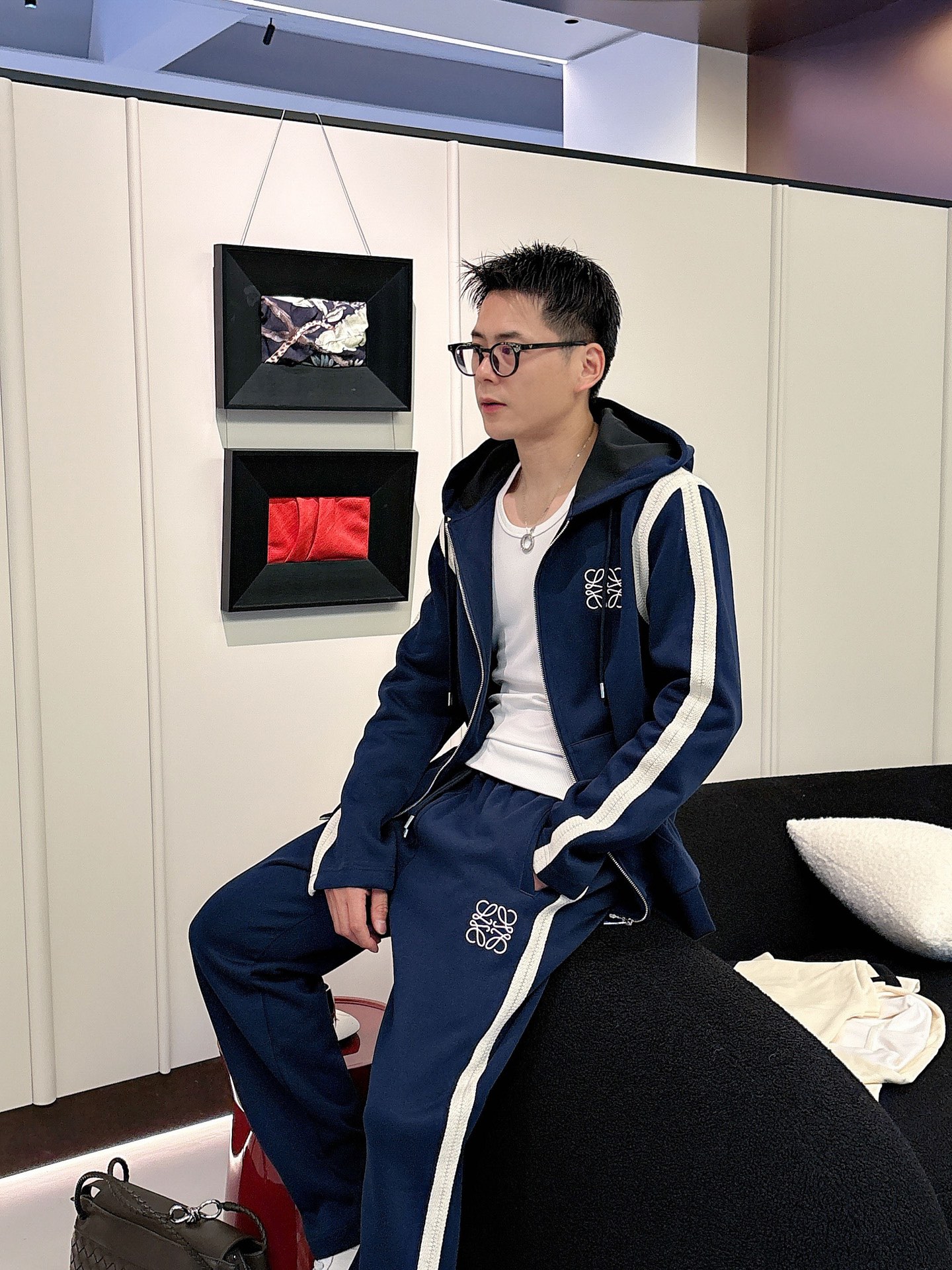 Loewe Men's Blue Tracksuit Set with Logo Embroidery and White Stripe Detail 13 i1757877787354 3296 0 11
