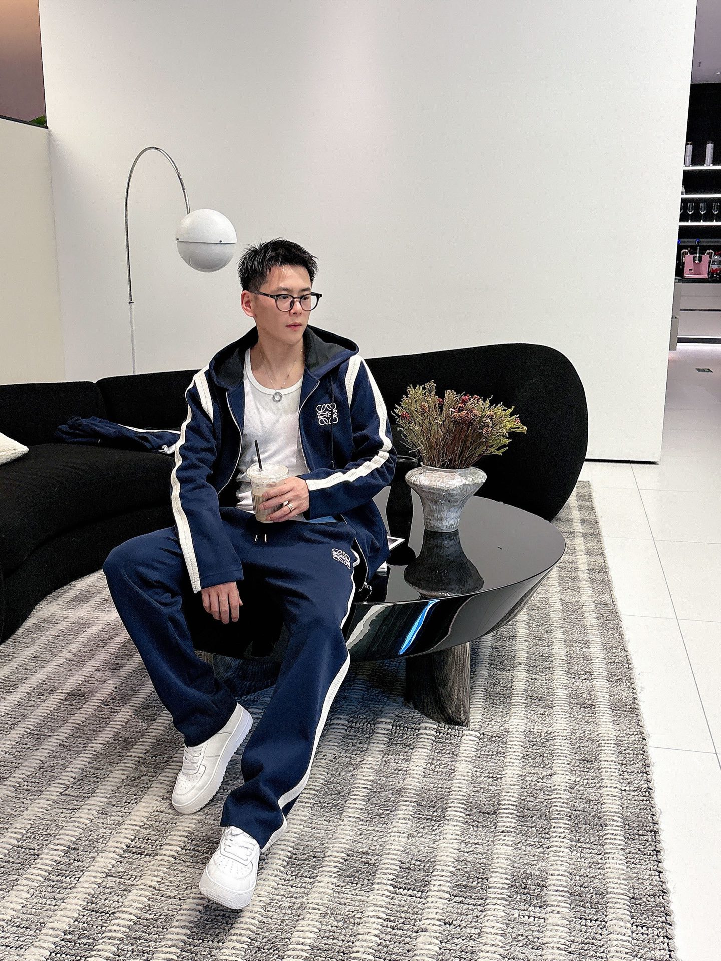 Loewe Men's Blue Tracksuit Set with Logo Embroidery and White Stripe Detail 12 i1757877788863 3760 0 9