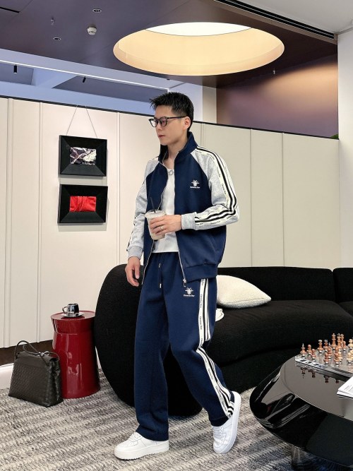 Dior Two-Piece Tracksuit: Blue & Grey, Embroidered Logo, Classic Stripes 1 Dior Two-Piece Tracksuit: Blue & Grey, Embroidered Logo, Classic Stripes