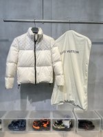 Louis Vuitton Clothing Down Jacket Black White Lambskin Sheepskin Duck Down