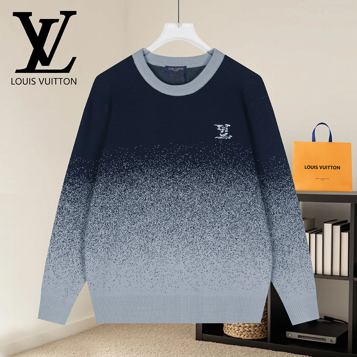 🐝（出货次日） LOUIS VUITTON路易威登 圆领套头logo毛巾绣提花长袖毛衣 注重细节 最求品质 男女同款 颜色： 图片色 码数：XS S M L