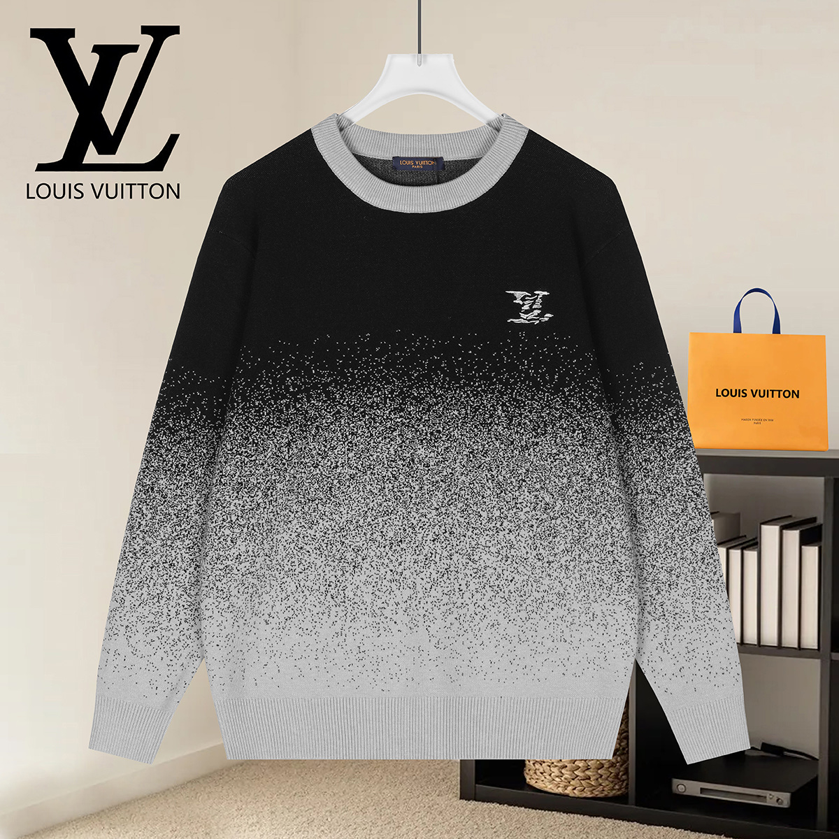 🐝（出货次日） LOUIS VUITTON路易威登 圆领套头logo毛巾绣提花长袖毛衣 注重细节 最求品质 男女同款 颜色： 图片色 码数：XS S M L