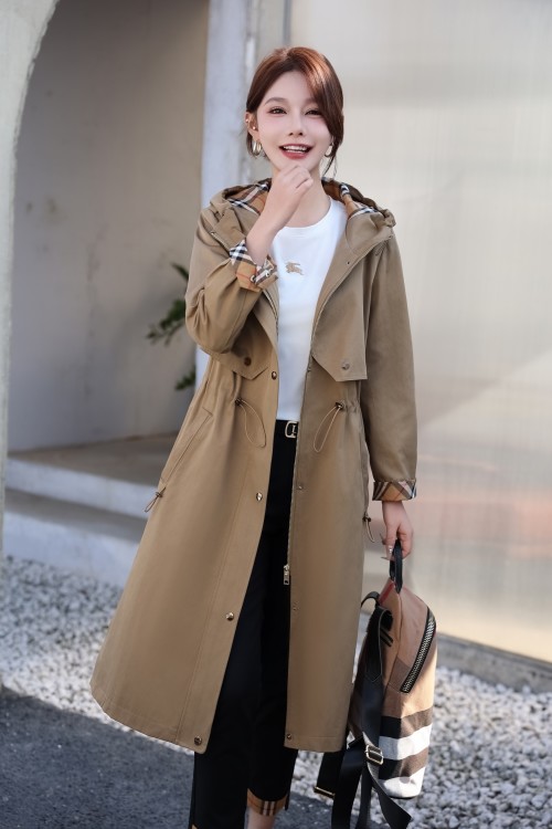 Burberry Women's Spring Trench Coat with Hood - Classic Style & Comfort 1 Burberry Women's Spring Trench Coat with Hood - Classic Style & Comfort