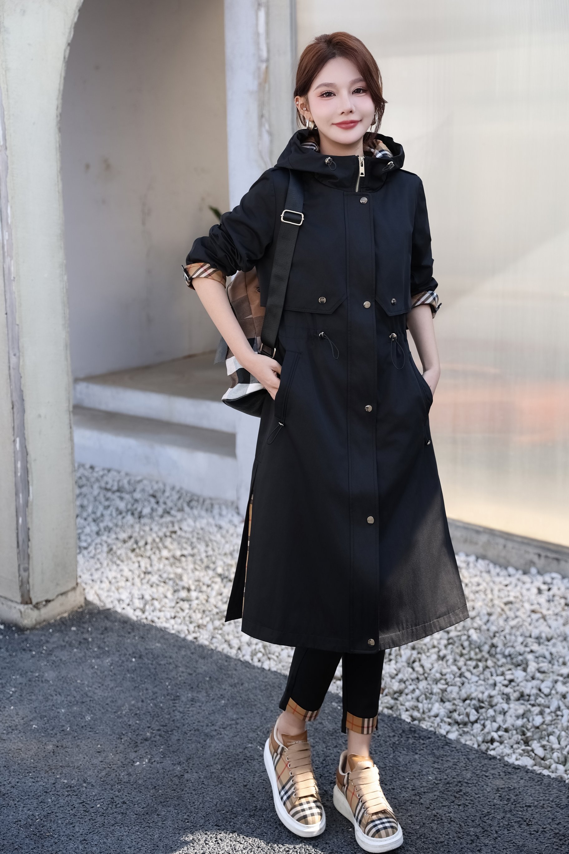Women's Spring Trench Coat with Hooded, Long Sleeve Outerwear 1 a1740053854052 2723