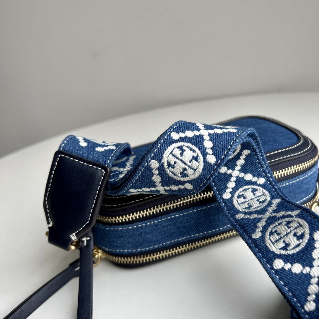 Tory Burch ～Tory Burch新款牛仔相机包 Miller单肩斜挎包 丹宁牛仔蓝 春夏季无敌配搭