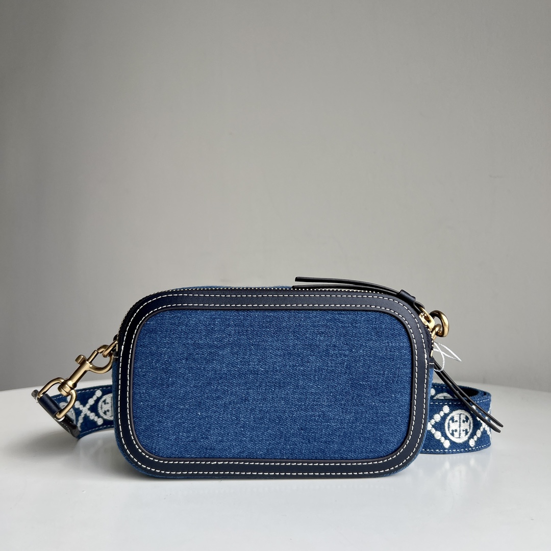 Tory Burch ～Tory Burch新款牛仔相机包 Miller单肩斜挎包 丹宁牛仔蓝 春夏季无敌配搭