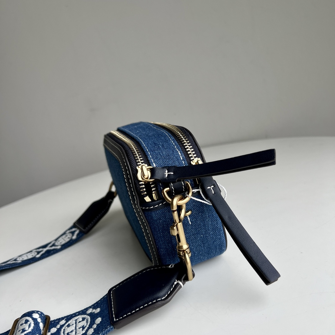 Tory Burch ～Tory Burch新款牛仔相机包 Miller单肩斜挎包 丹宁牛仔蓝 春夏季无敌配搭
