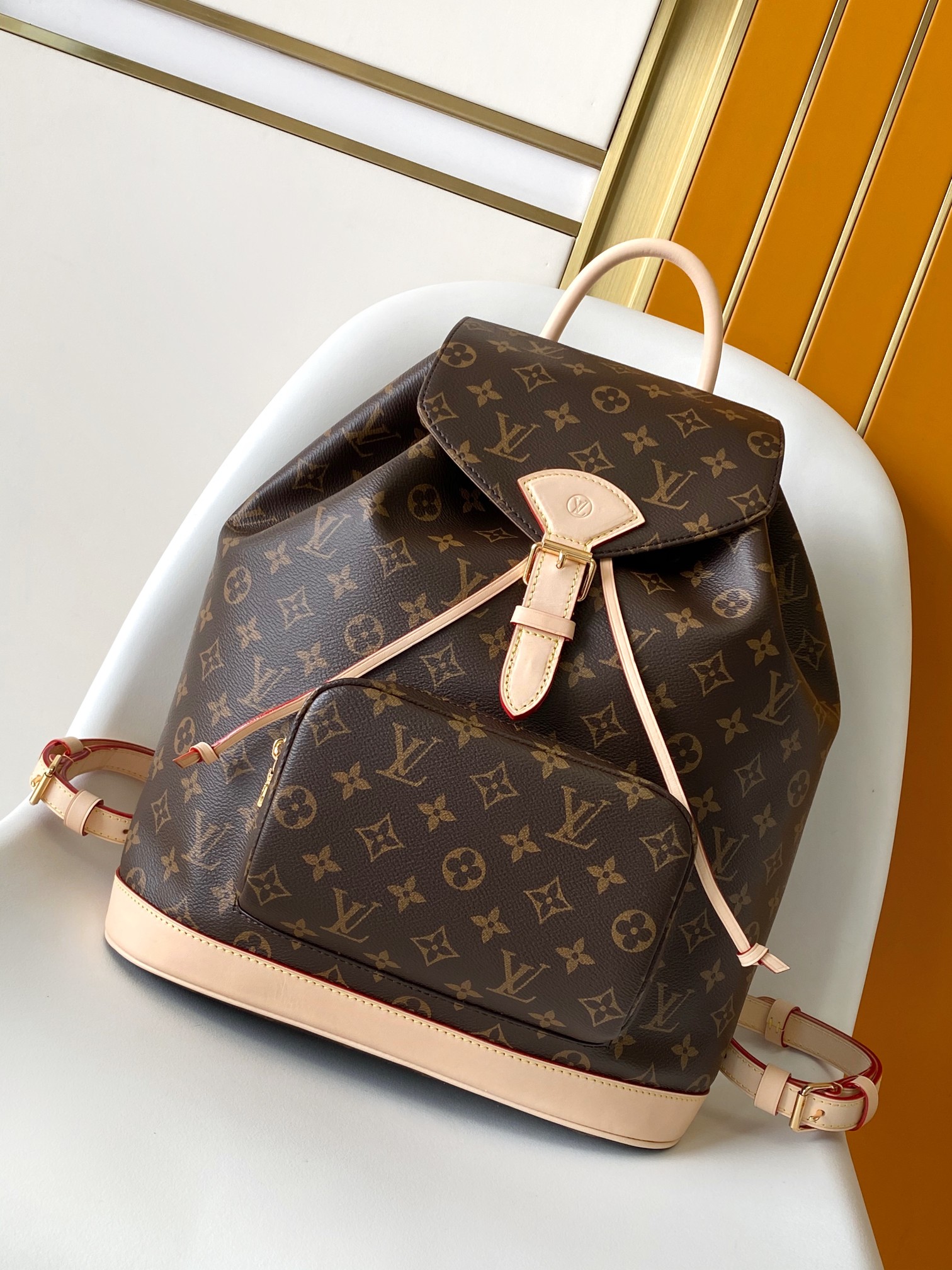 Louis Vuitton Montsouris PM Mochila de Lona Monograma con Acabado de Piel