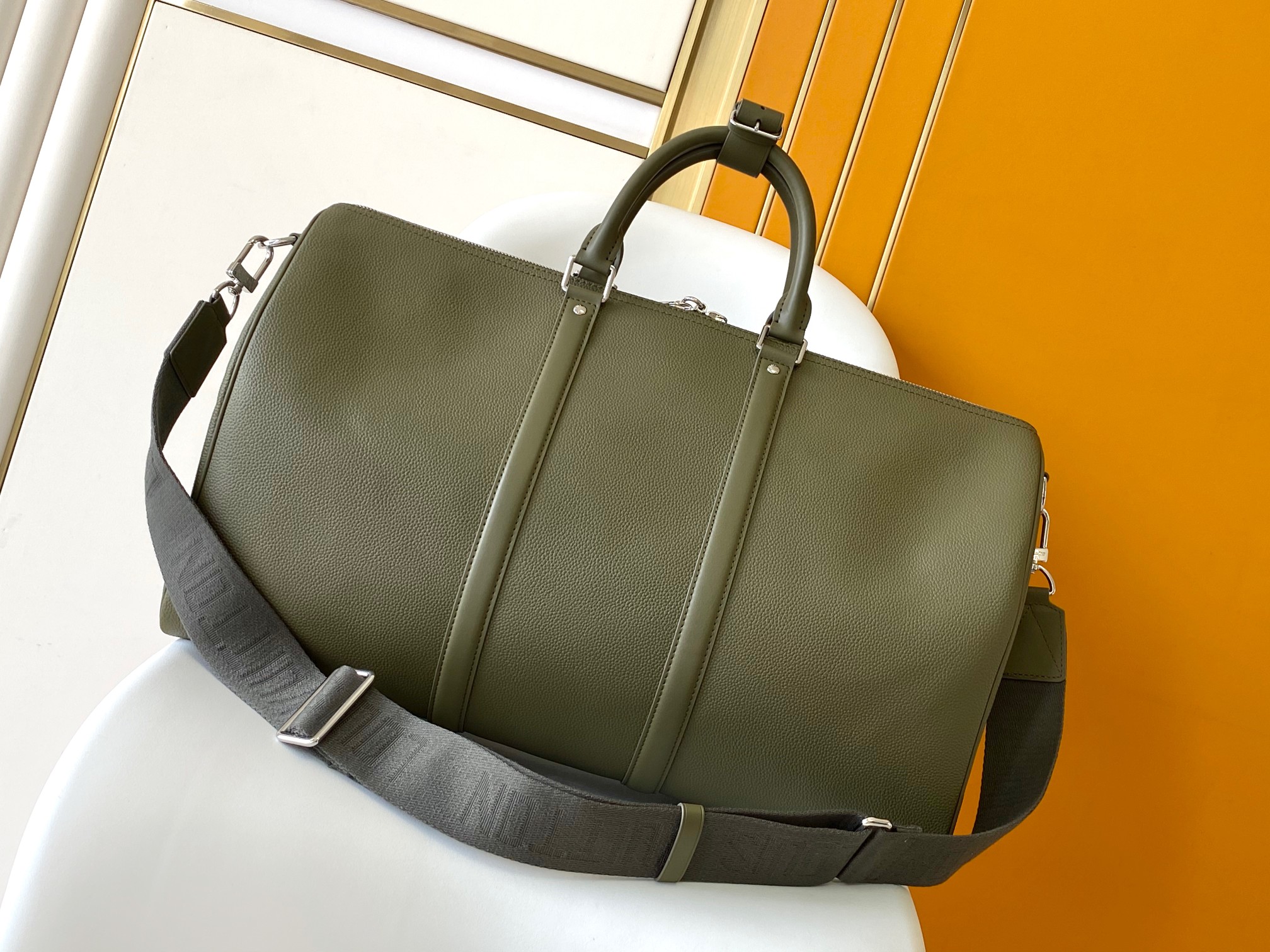 Louis Vuitton Keepall Bandoulière 50 Monogram Olive Green Travel Bag 3 a1750872283451 4811