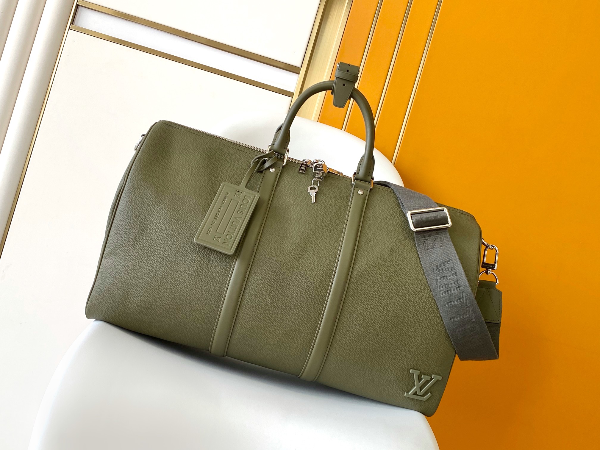 Louis Vuitton Keepall Bandoulière 50 Monogram Olive Green Travel Bag 2 a1750872284904 5275