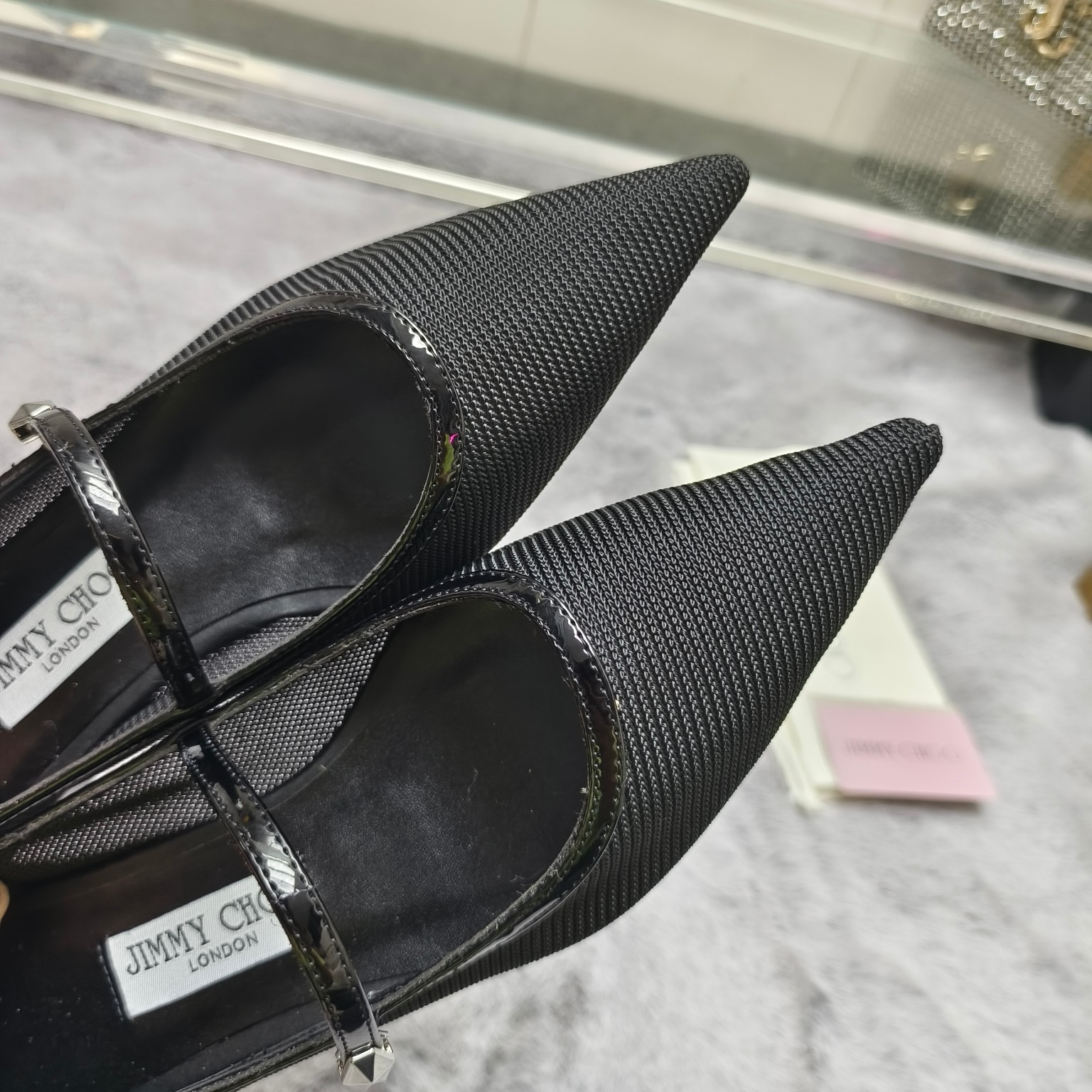 Jimmy Choo Modern Ballet Shoes: 3D Net, Paint-Coated Fabric, Diamond Straps. - 图片 4