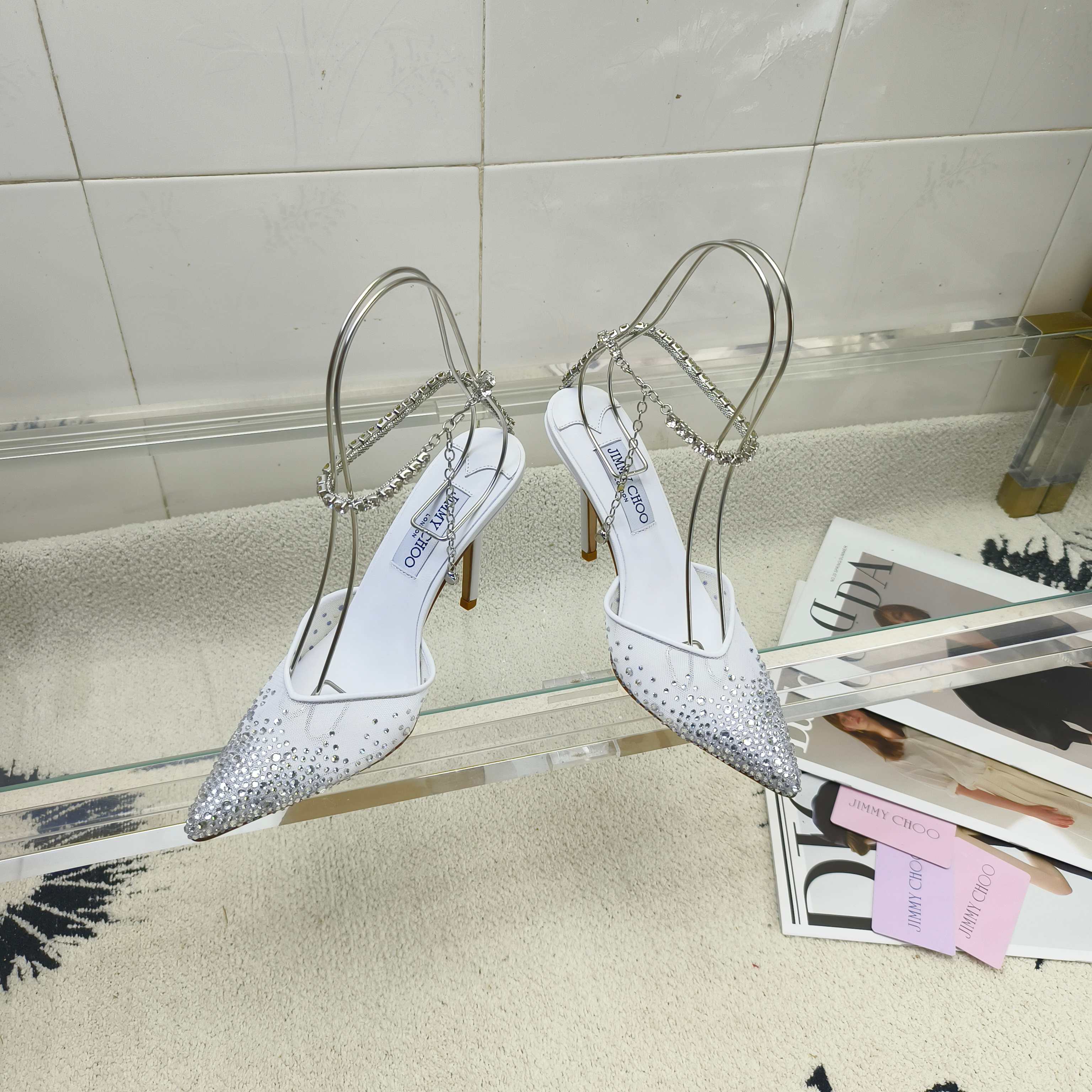 NO:261678,JIMMY CHOO new Y-chain high heel mesh stick diamond face pointed toe shoes/crystal diamond face high heels imported upper mesh Swarovski crystal diamond inner imported sheepskin outsole Italian imported leather outsole heel height 8.5/10cm size 35~39 (34 40~42 size custom made without return or exchange), high heels, jimmy choo, swarovski, high heels, sheepskin, Leather soles19860909JIMMY CHOO新款Y链高跟网纱贴钻面尖头单鞋/水晶钻面高跟鞋 鞋面进口网纱施华洛世奇水晶钻 内里进口羊皮 大底意大利进口真皮大底 跟高8.5/10cm 码数35~39（34 40~42码定做不退不换）,高跟鞋,jimmy choo,swarovski,high heels,sheepskin,Leather soles,Women's Shoes