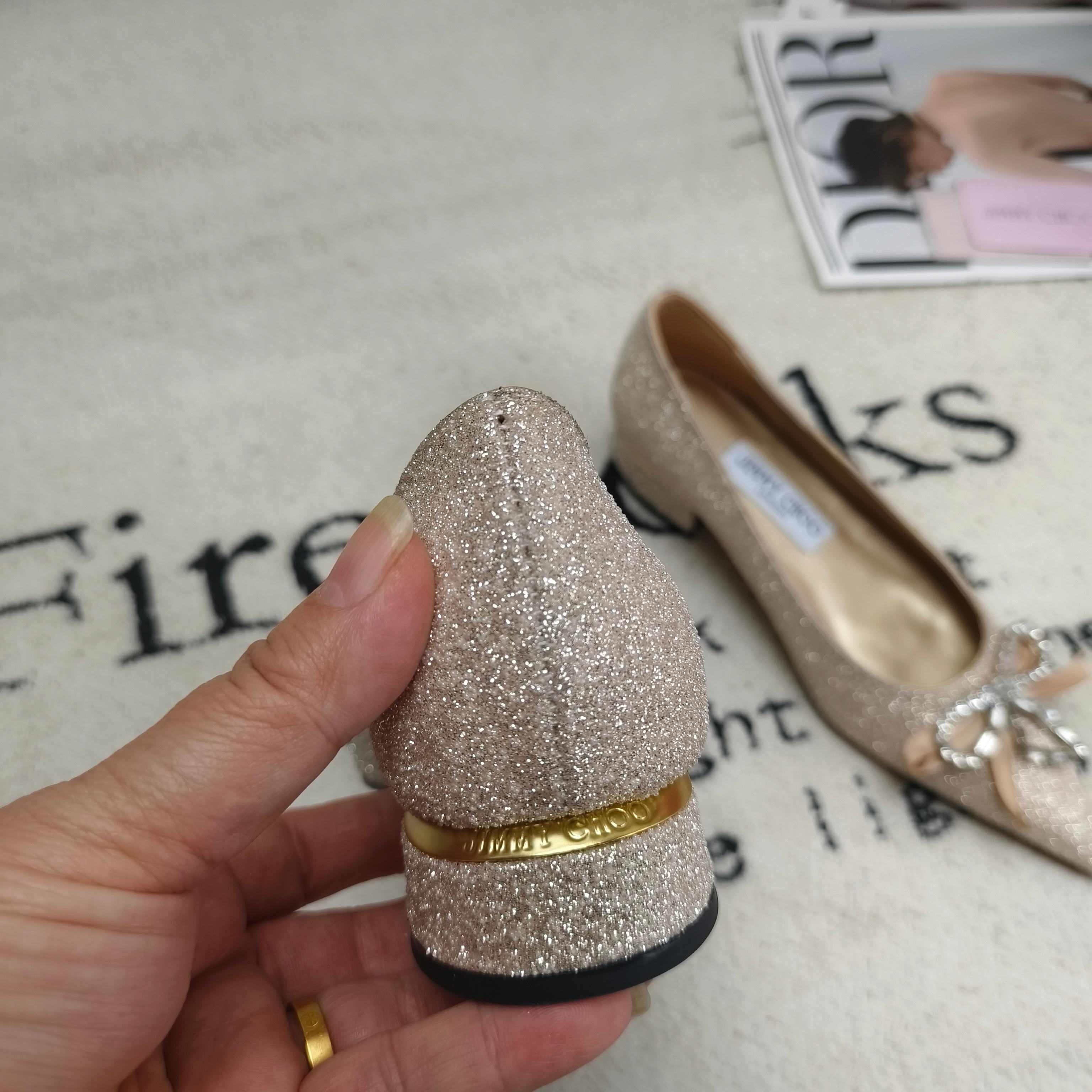 吉米周 Jimmy Choo 经典高奢皮鞋鞋履高跟鞋 #C7AF67BB 3