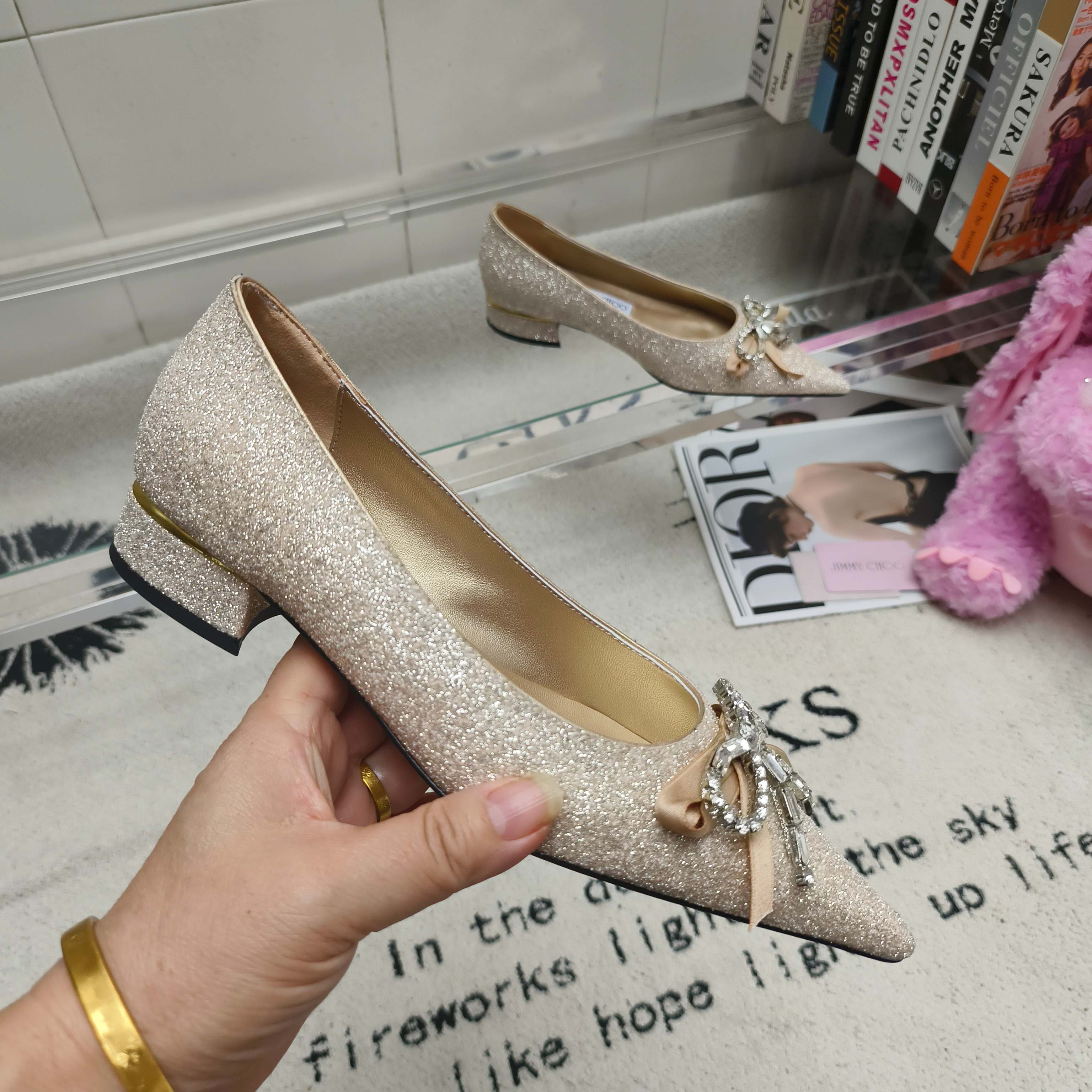 吉米周 Jimmy Choo 经典高奢皮鞋鞋履高跟鞋 #C7AF67BB 4