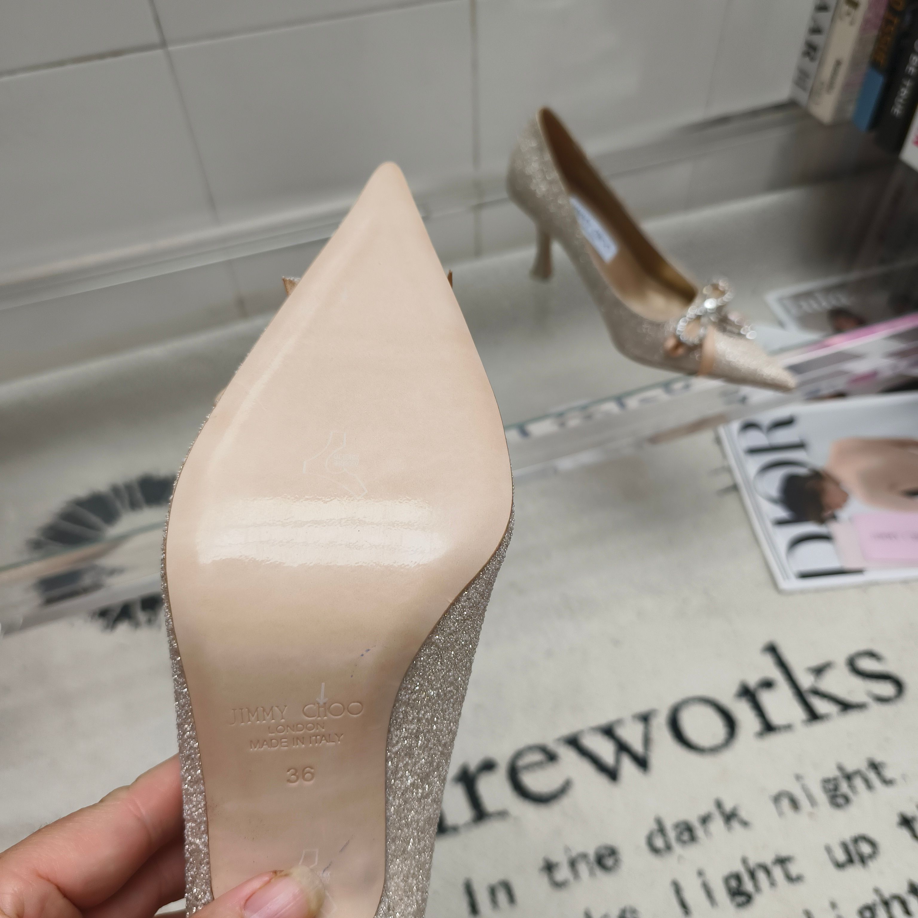 吉米周 Jimmy Choo 经典高奢皮鞋鞋履高跟鞋 #C7AF67BB 9