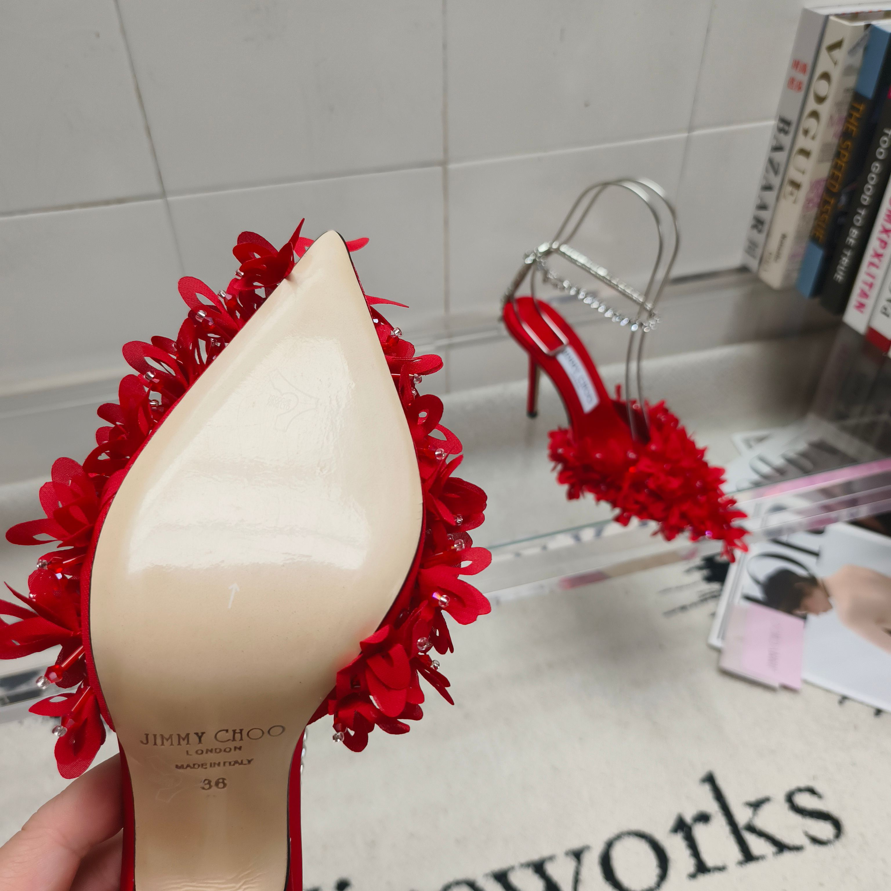 吉米周 Jimmy Choo 经典高奢皮鞋鞋履高跟鞋 #F9B6CCA5 9