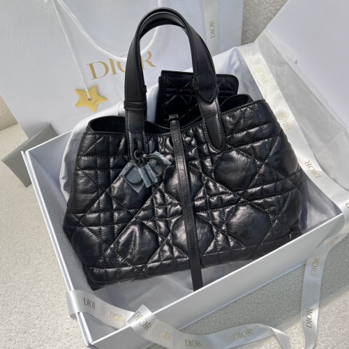 Dior Toujours Medium Black Crinkled Calfskin Tote Bag, Minimalist French Style 1 Dior Toujours Medium Black Crinkled Calfskin Tote Bag, Minimalist French Style