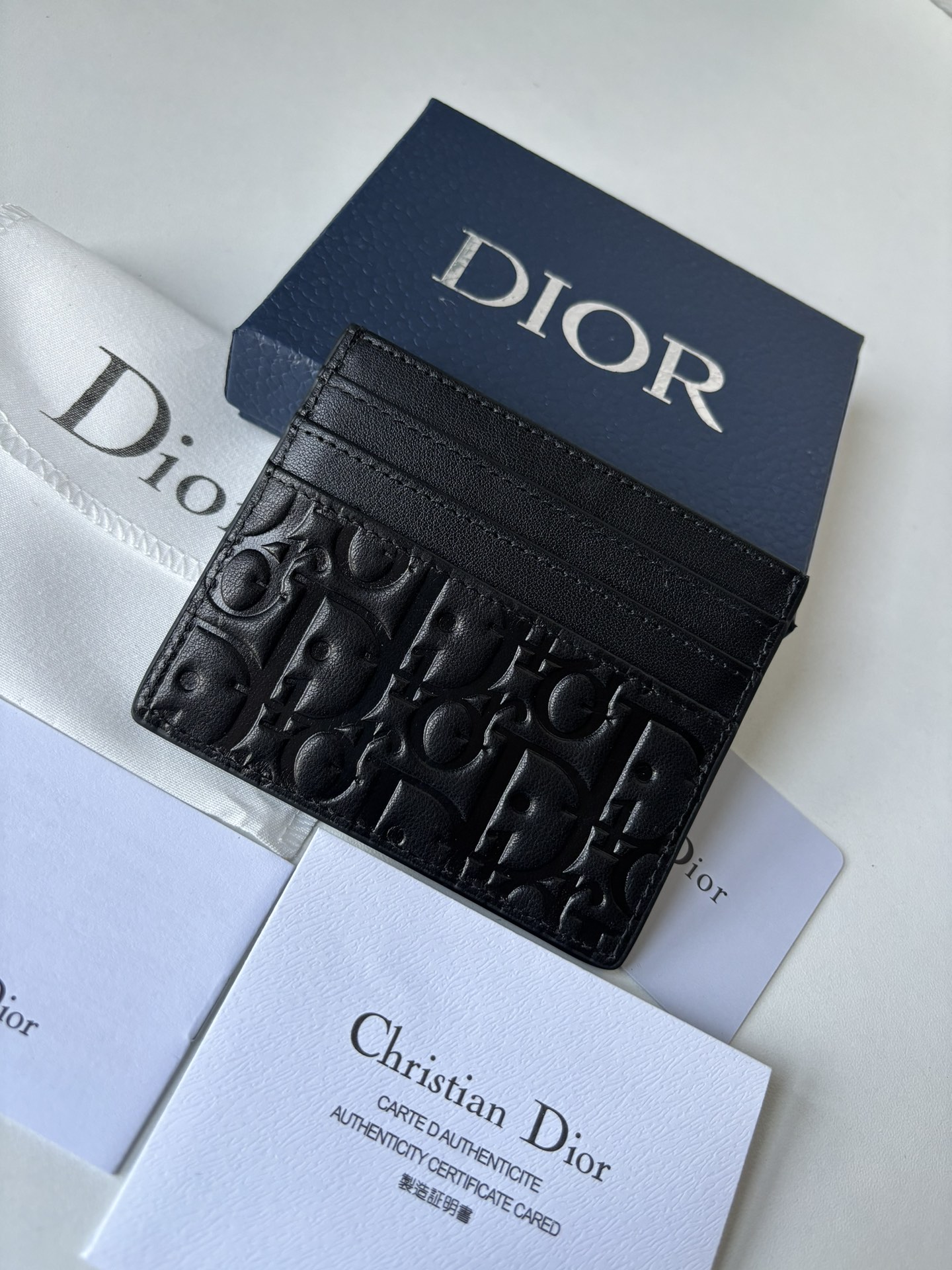 Dior Shop
 Wallet Card pack Black Printing Cowhide Patent Leather Oblique