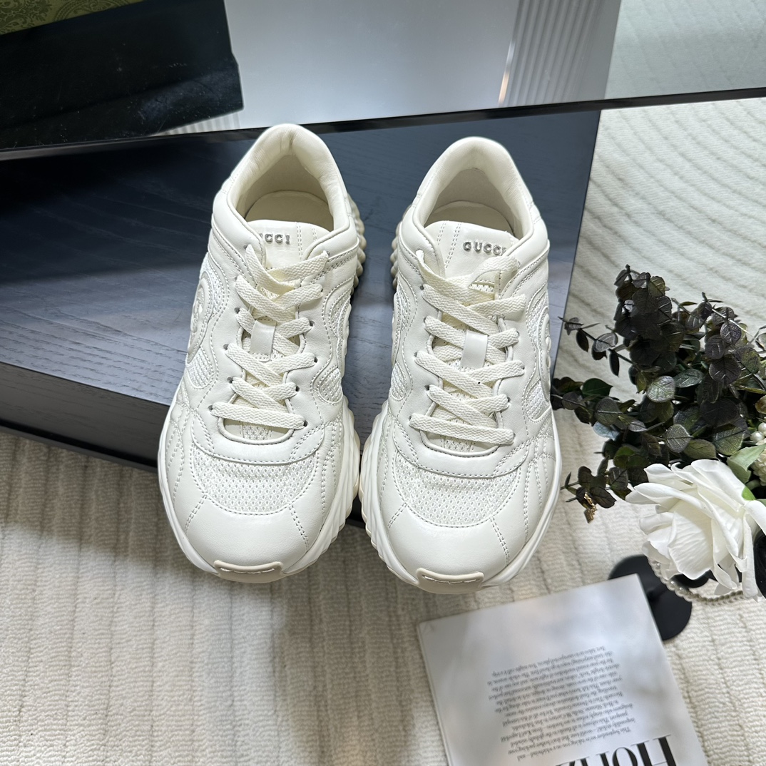GUCCI Ripple ダッドスニーカー 春の新作 ペアモデル ウェーブタービーソール+5cmヒールアップ トップクラス代行バージョン