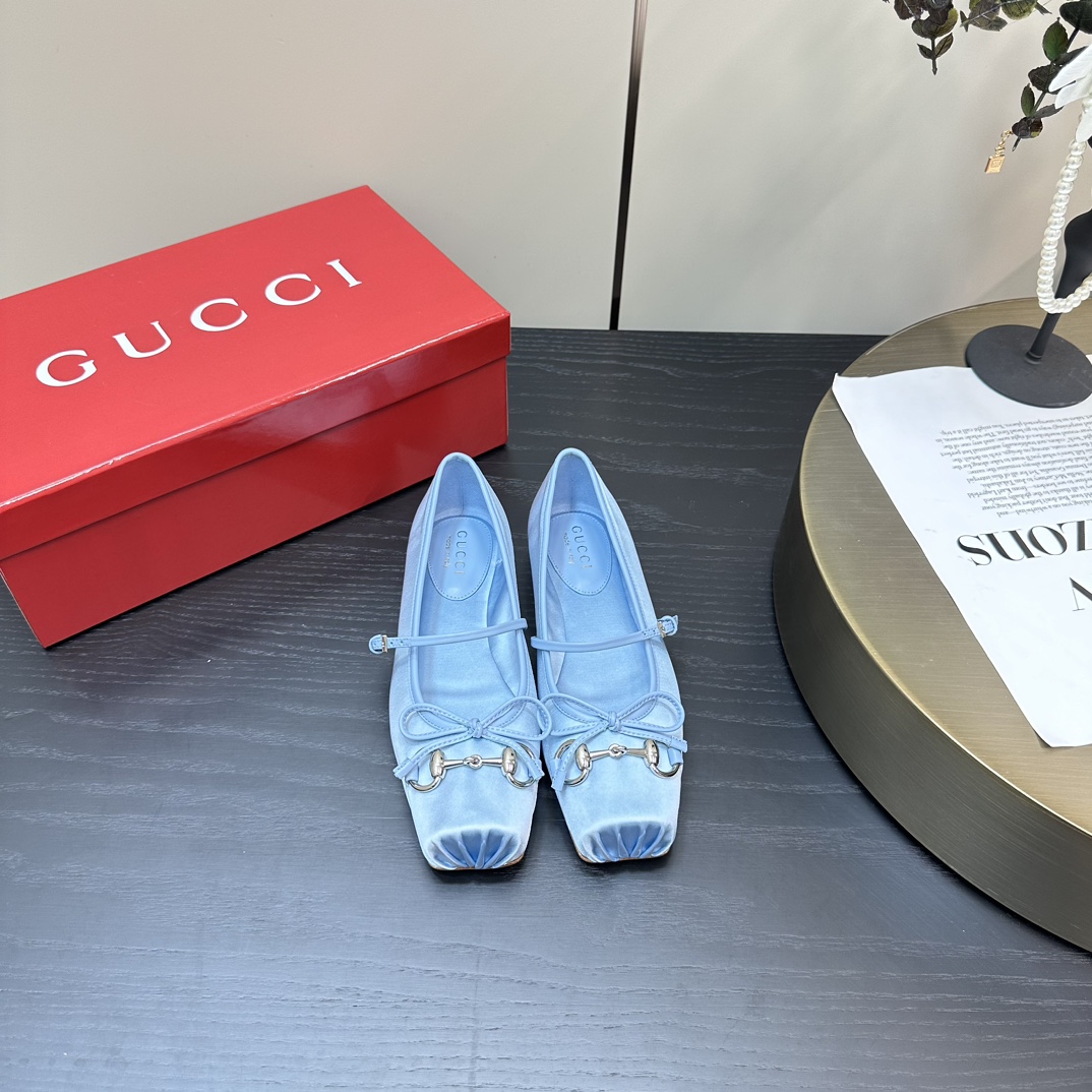 GUCCI Escarpins ballerines à mors pré-printemps, modèle défilé + clous rouge Ancora, cuir de veau sur mesure / cuir de chèvre velours / soie, semelle extérieure en cuir véritable importé
