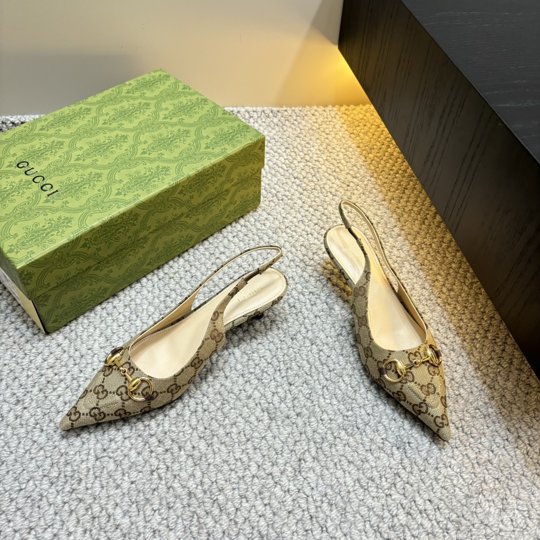 GUCCI 25S Nouveautés Printemps-Été Chaussures à talon en bambou Sandales à talon avec bride arrière Talons hauts Cuir verni importé + doublure en agneau