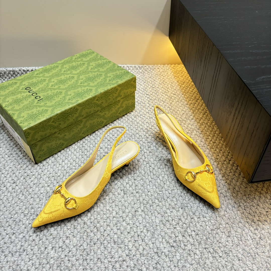 GUCCI 25S Nouveautés Printemps-Été Chaussures à talon en bambou Sandales à bride arrière Talons hauts Cuir verni importé + doublure en agneau