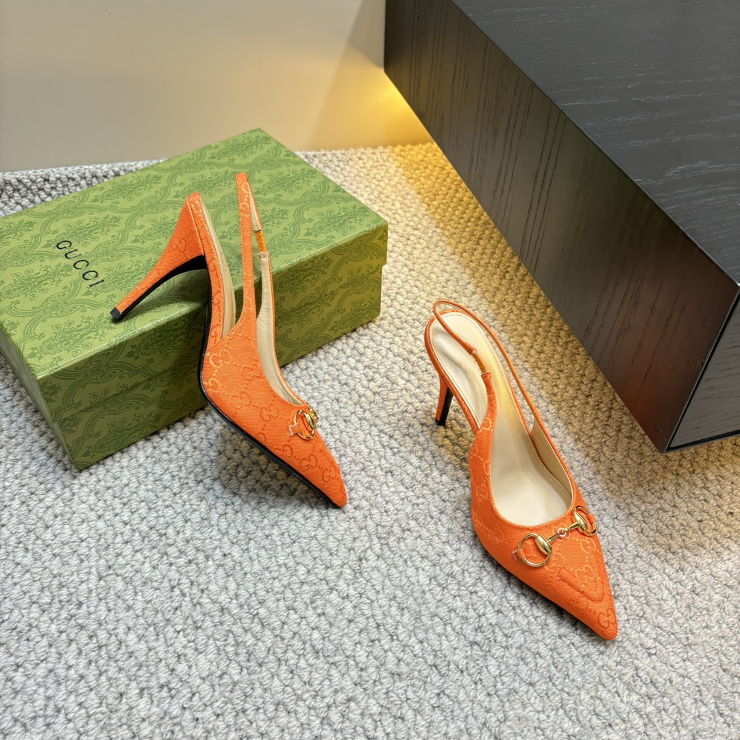 GUCCI 25S Nouveautés Printemps-Été Chaussures à talon en bambou Sandales à talon avec bride arrière Talon haut Cuir verni importé + doublure en agneau