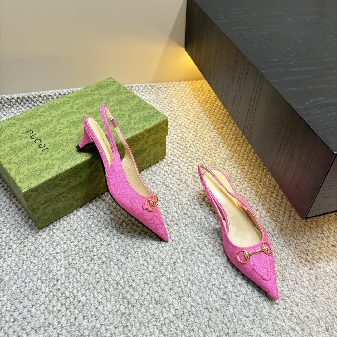 GUCCI 25S Nouveautés Printemps-Été Chaussures à talon en bambou Sandales à bride arrière Talons hauts Cuir verni importé + doublure en agneau