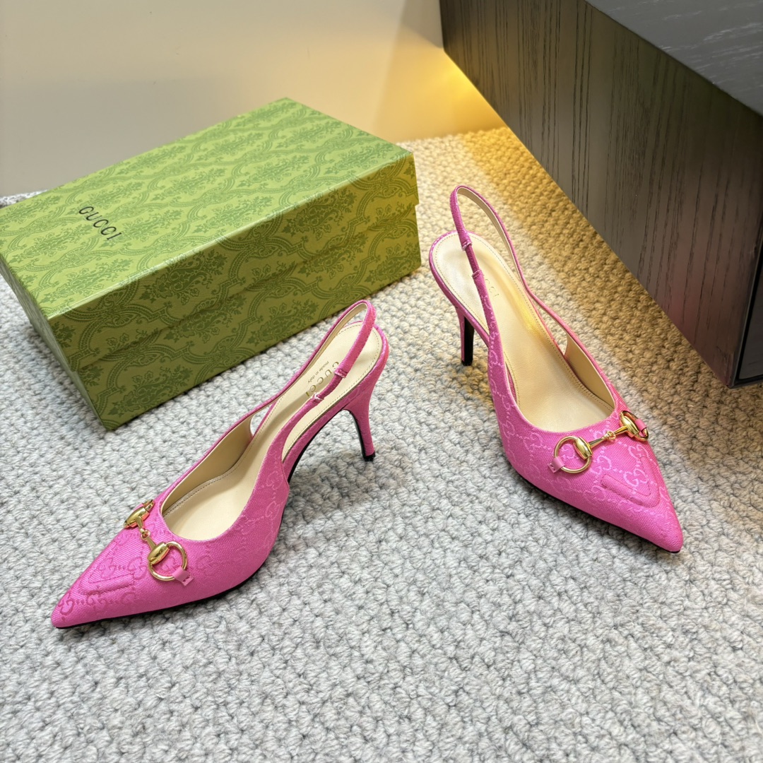 GUCCI 25S Nouveautés Printemps-Été Chaussures à talon en bambou Sandales à bride arrière Talons hauts Cuir verni importé + doublure en agneau