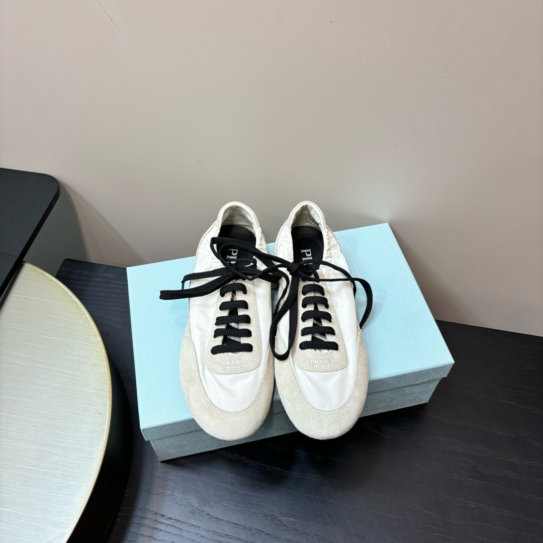 PRADA Casual Shoes White Lace-Up Rubber Sole