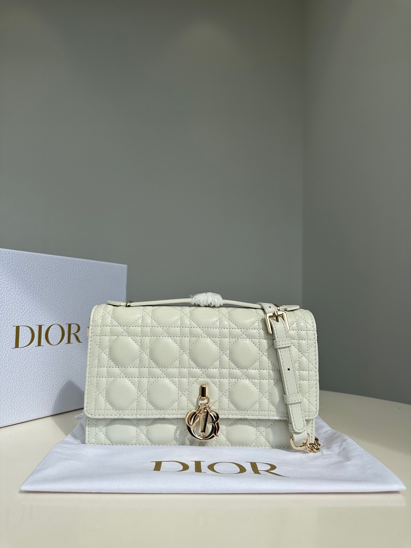 Dior Crossbody & Shoulder Bags Gold White Bronzing Lambskin Sheepskin Fashion Casual