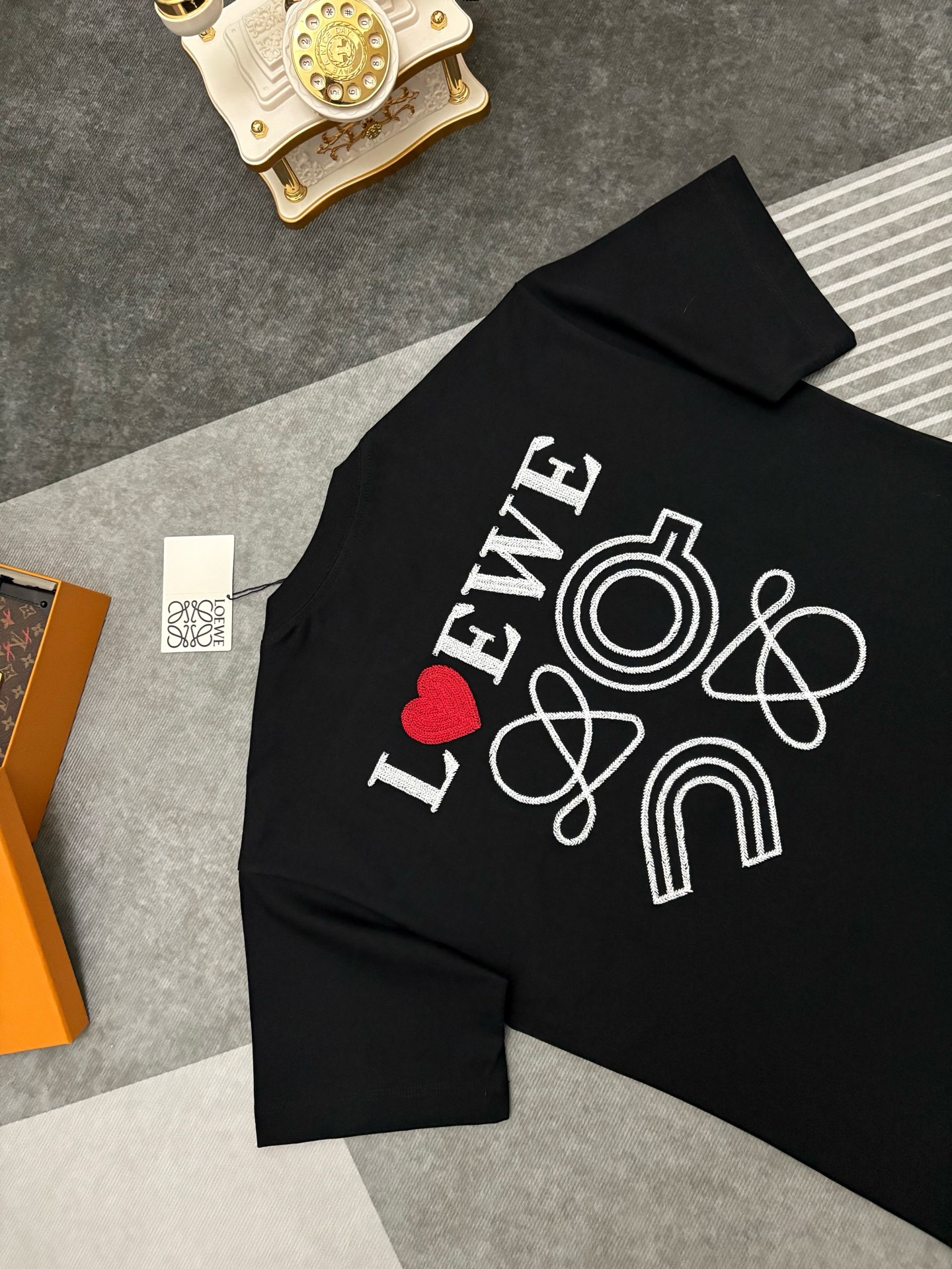 Loewe LOEWE 罗意威立体刺绣双纱棉质短袖T恤